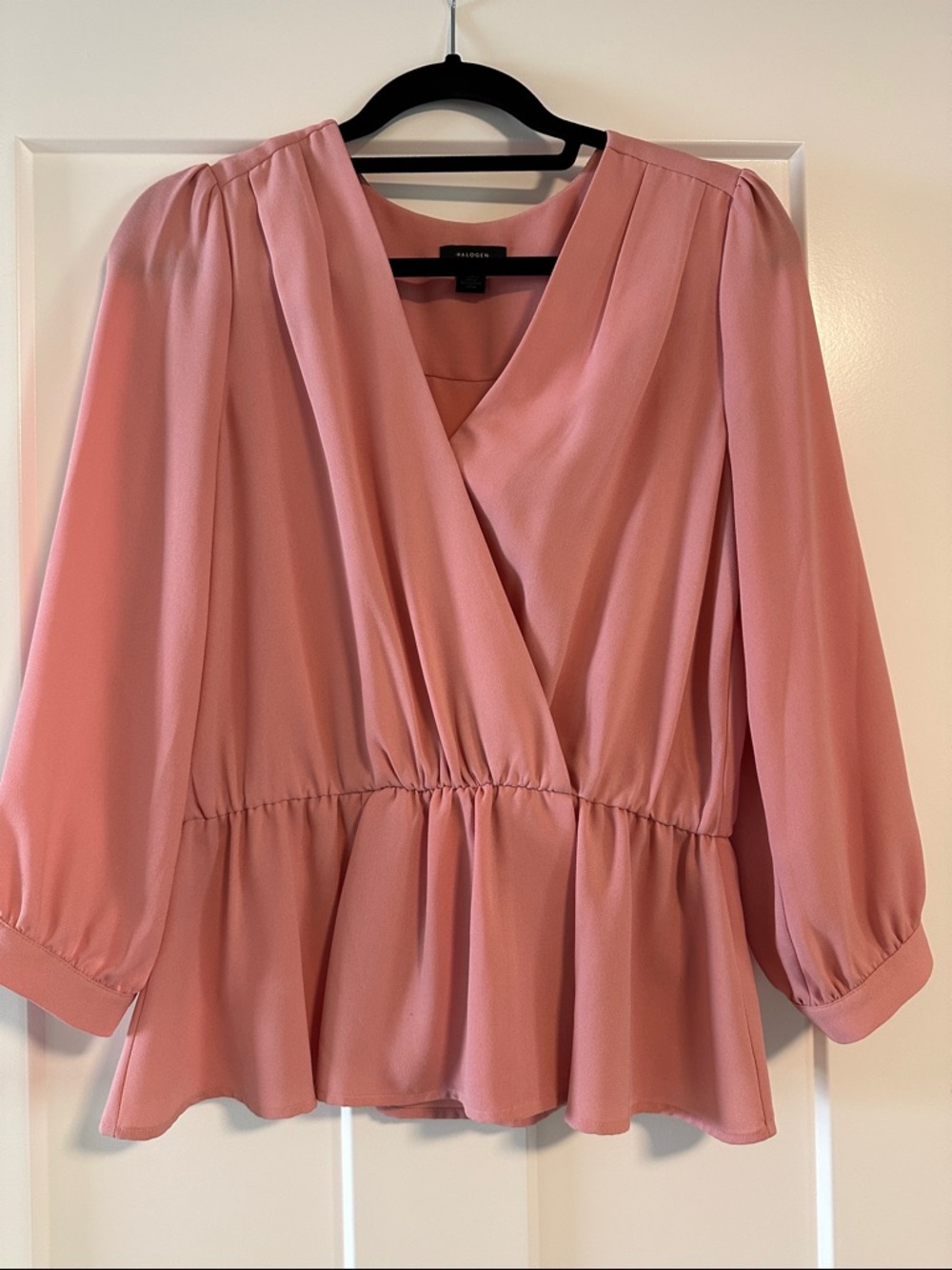Dusty Pink Wrap Peplum Blouse